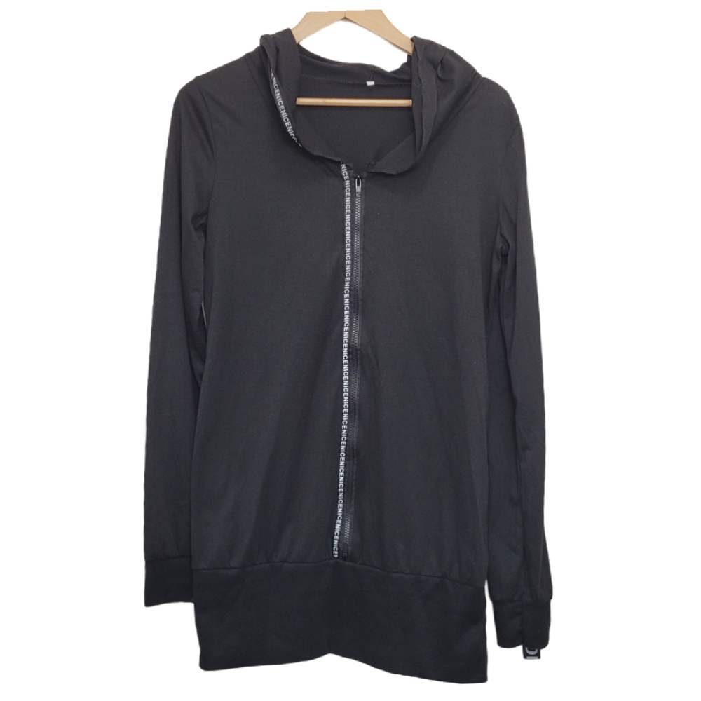 UNKNOWN BRAND Hoodie Black Zip Up Fitted